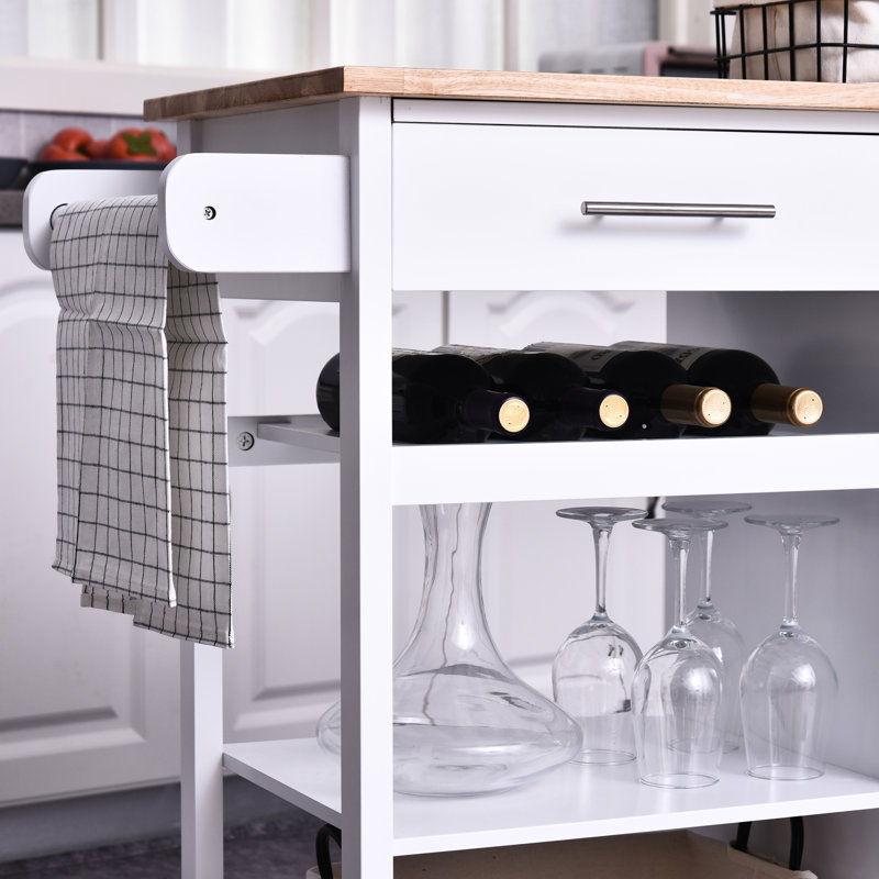 Rosalind Wheeler Kyra Wood Kitchen Cart & Reviews Wayfair